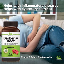 Herbsis Barberry Root - Healthy Digestion & Immune, Cleanse & Detox, Inflammatory