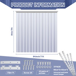 Juexica Plastic Strip Door Curtain Kit 0.08'' Walk in Cooler Curtains Thickness PVC Freezer Door Curtain Smooth Waterproof Hurricane Shutters Gate for Warehouse Garage Industry(84 x 84 Inch,Clear)