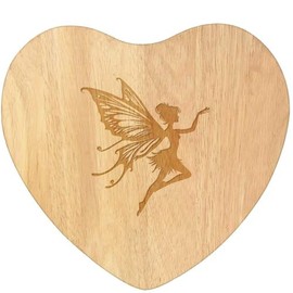 'Fairy with Butterfly Wings' Wooden Heart Shaped Chopping/Cutting Board (WB00079206)