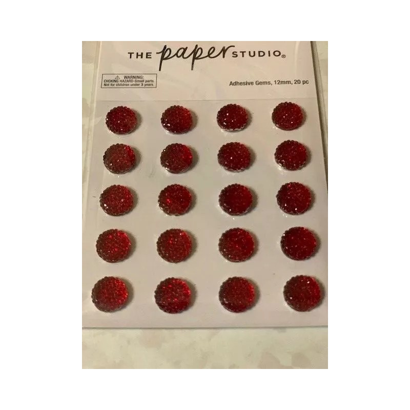 THE PAPER STUDIO RED CRYSTAL ADHESIVE GEMS 12MM 20PCS
