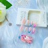 Colorful French Tip Press on Nails Medium Long Stiletto Fake