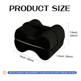 Reidio 1pc Memory Foam Leg Pillow Foldable 2-in-1 Design Knee Support Pillow for Side Sleeper Leg Pad Cushion with Strap & Removable Cover for Relax Sciatica, Back, Hip, Knee, Joint, Pregnancy (Black)