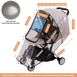 Bemece Stroller Rain Cover, Universal Stroller Accessory, Baby Travel Weather Shield, Windproof and Waterproof, Protect from Dust and Snow