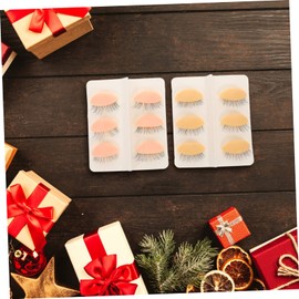 Ciieeo 6 Pairs Model Grafted Eyelashes False Eyelashes Face Doll Head Eyelash Practice Eyelids Eyelash Extension Remover Models Eyelash Extensions Trainer Pink Silica Gel Replace Extend