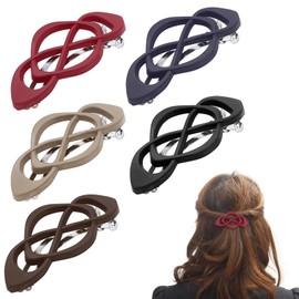 5 Pcs Flat Hair Clips,3.2 Inch Hollow Curved French Barrette Hair Clip,Strong Hold Hair Slides Non Slip Design for Women and Girls for Thick Hair,Hair Accessories for Lying,Driving