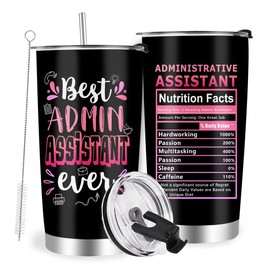 Farecnt Administrative Assistant Gifts Tumbler, Administrative Professional Day Gifts, Coworker Employee Appreciation Gifts, Double Wall Vacuum Tumbler with Lid Straw 20oz