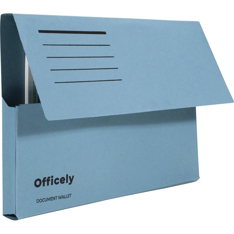 Officely Foolscap Document Wallets 285gsm - Blue (Pack of 5)