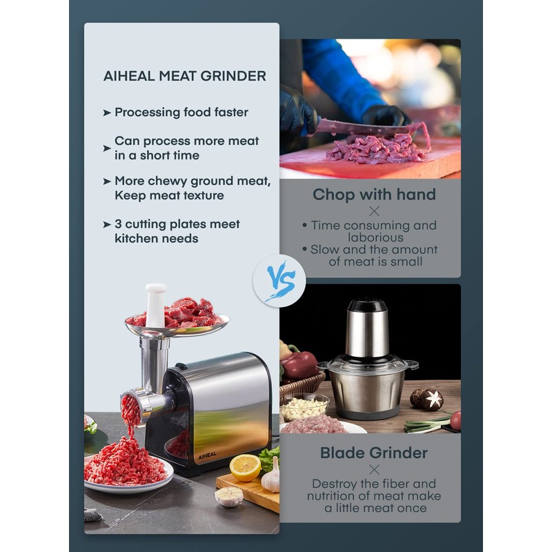 Electric Meat Grinder, Sausage Stuffer with 3 Sausage Tubes, 2