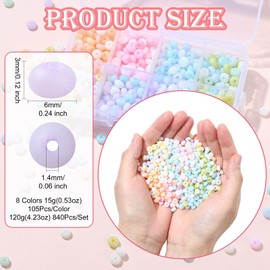 Airssory 840 Stück 8 Farben 6 x 3 mm flache runde Milchglasperlen Abakus Rondelle Disc Spacer lose Perlen für DIY Schmuck Armband Halskette Handwerk Schlüsselanhänger Tasche Dekor