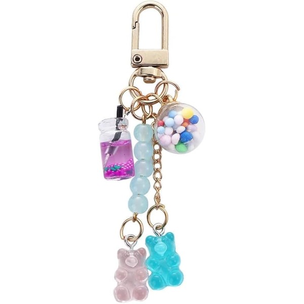 GANPUB Blue Cute Resin Gummy Bear Key Chain Candy Color