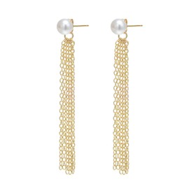 arete de perlas de agua dulce con borla colgantes de perlas reales con alfileres de plata de ley, Plata de ley, No es una piedra preciosa