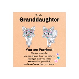 ORISPRE Gifts for Kids Clip on Earrings for Girls 4 5 6 7 8 10 12 Year Old Girl Hypoallergenic Cute Cat Jewelry Granddaughter Gift from Grandma Birthday Easter Valentines