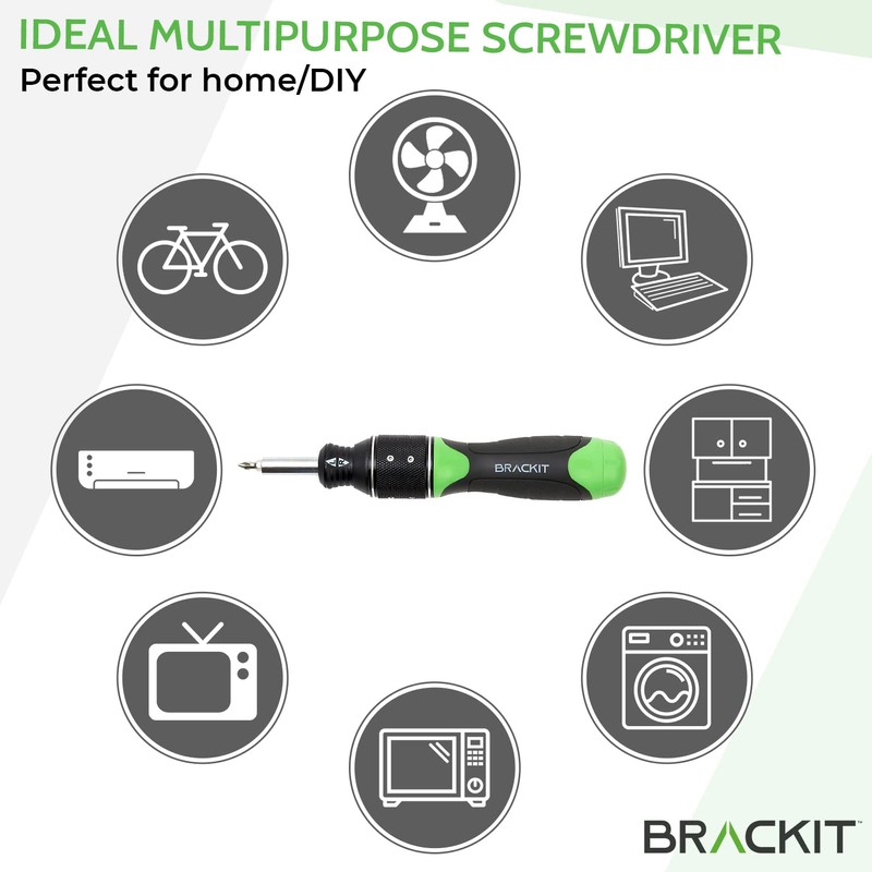 Brackit Premium 2 in 1 Ratchet and Screwdriver with Bits