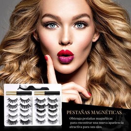 ELECTRIC CHOICE Pestañas Postizas Magneticas, 10 Pares Pestañas Postizas Naturales 3D con 1 Delineador Magnético Y Pinza, Kit De Pestañas Magnéticas Reusables Y Impermeables, No Necesita Pegamento