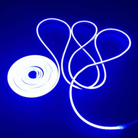 AOSUI Blue Neon Lights Strip 12v Flexible Strip Light led Light Strip Cuttable 16.4ft/5m Neon Rope Light LED Light Signs Waterproof for Bedroom Indoors Outdoors, (Power Adapter Not Included)