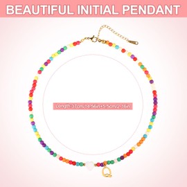 Mikovivi Women's Multicolor Initial Beaded Necklace, Q with Heart Shells & Stainless Steel Pendant, Fashion Jewelry, Boho Style, Perfect for Women & Girls, Special Occasions