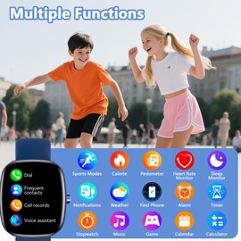 Kids Smart Watch for Boys Girls, Fitness Watch with Pedometer, 100 Sport Modes, IP67 Waterproof, Puzzle Games, Heart Rate Sleep Monitor, Alarm Clock, Kids Gifts for Boys Girls Teens 6+ (Blue)