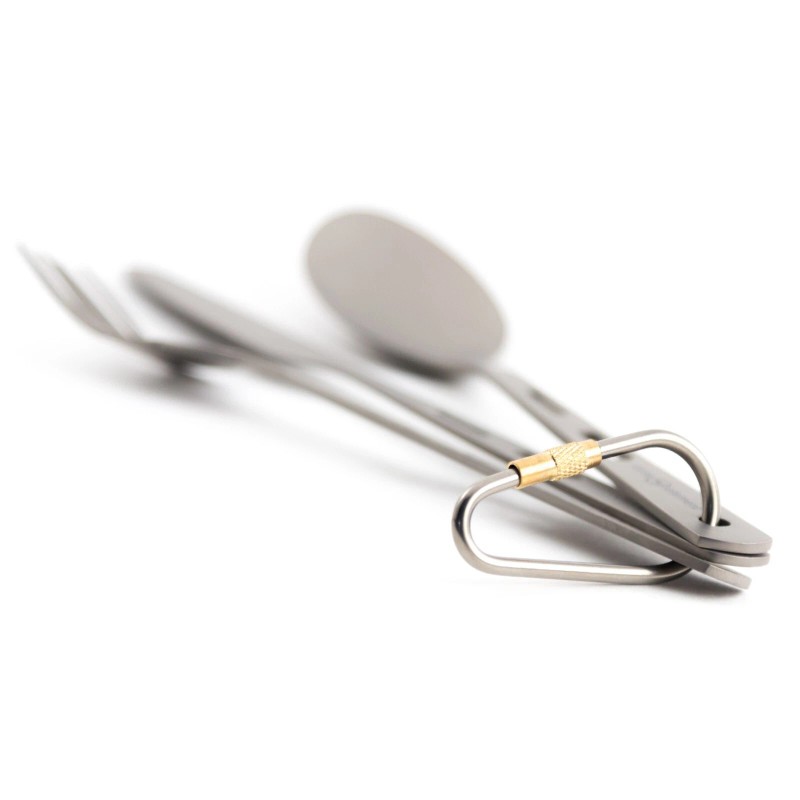 Core Element 100% Titanium Three-piece Utensil Set Fork Knife Spoon