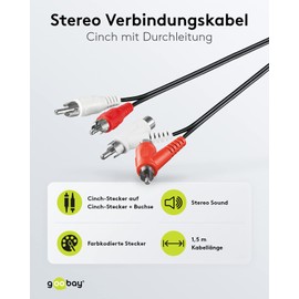 Wentronic 50214-GB 1.5m Audio Video Cable 2 x RCA Plug to 2 x special RCA Plug