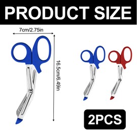 Ziyero Rescue scissors, bandage scissors, care bandage scissors, nurse clothes scissors, rescue service, ideal for professional use in emergency services or everyday tasks, red and blue