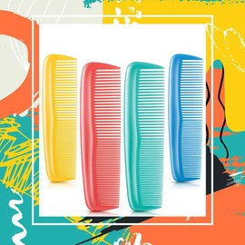 DAZISEN 4 Pieces Hair Combs - Plastic Pocket Combs Fine Dressing Comb Hair Cutting Comb Hairdressing Styling Combs for Women Men