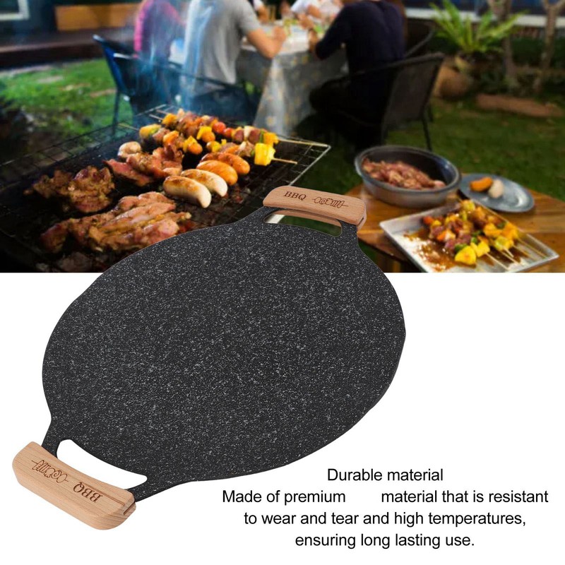 Round BBQ Grill Pan Metal Nonstick Grill Barbecue Plate Multifunctional