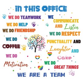 CRASPIRE 8 Sheets Office Inspirational Word Wall Stickers Positive Sayings Motivational Teamwork PVC Waterproof Self Adhesive Wall Decals Removable Rectangle for Window Decor Clings Decoration