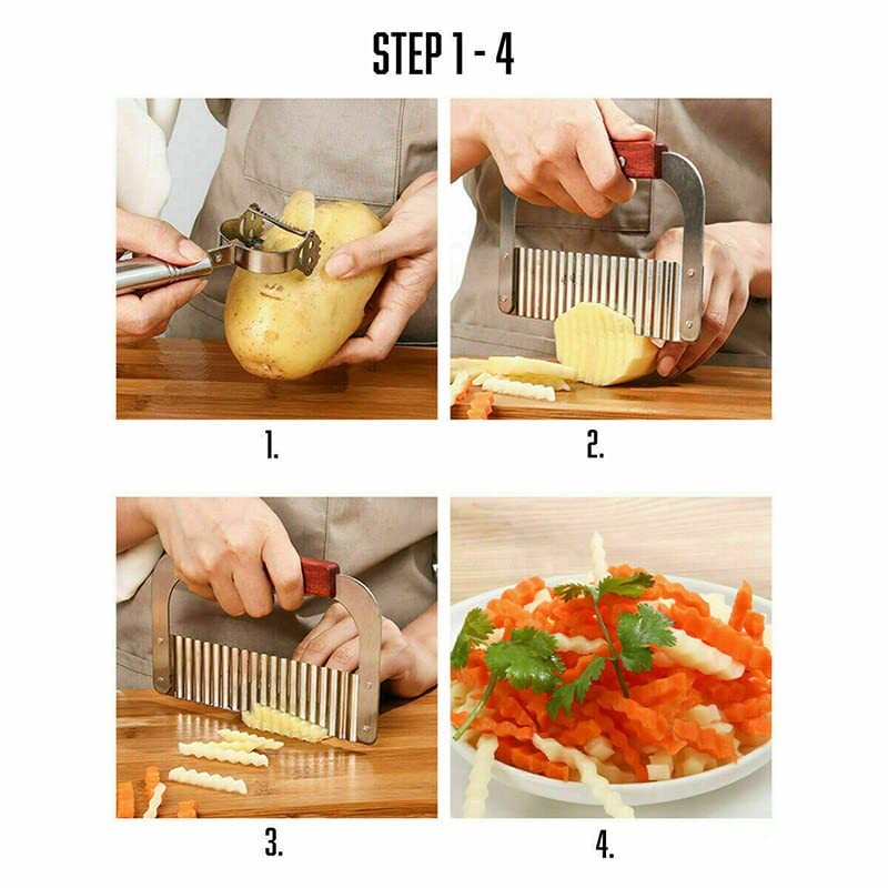 AIMALL 1PC Potato Crinkle Cutter Dough Wavy Slicer Steel Kitchen