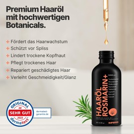 IMPERIO Rosemary + Hair Oil Against Hair Loss - 60 ml - Premium Rosemary Oil & Other High-Quality Oils for Hair & Scalp to Stimulate Hair Growth - 100% Natural - No Additives