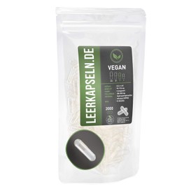 Pack of 2000 Empty Capsules | Size 0 | HPMC Capsules Caps | Connected Capsule Halves - Whole Empty Capsules with Large Capacity | Transparent Vegan Vegetarian | Halal Kosher Supplements (2000)