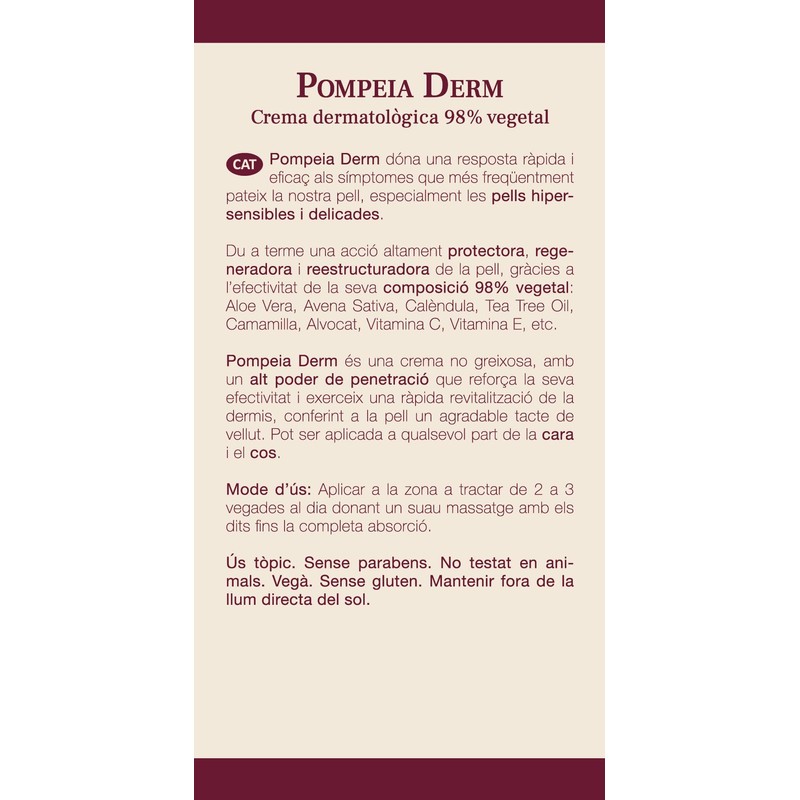 Pompeia Derm, dermatologische Creme 98% pflanzlich - 50 ml (Verbesserte