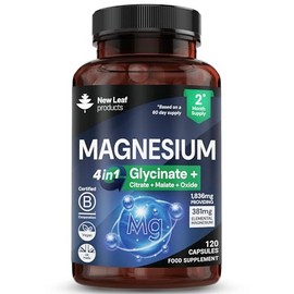 New Leaf Magnesium Glycinate 4-in-1 Complex High Strength 120 Capsules