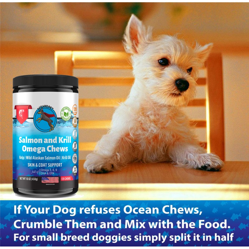 WIZARDPET Krill & Salmon Oil Dog Soft Chews Omega 120