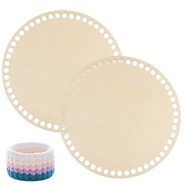 TONAUP Pack of 2 Basket Base for Crocheting, Wooden Basket Base, Natural Wood Basket Floor, Circle Selfmade for DIY Basket, Weaving Supplies, Home Decoration and Crafts (20 cm), HAL125, Primary Colour