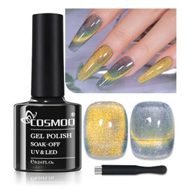 COSMOO Smooth Wide Cat Eye Gel Nail Polish Crystal Snowligh Spar Cat's Eye Magnetic Gel Polish (A-007)
