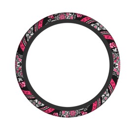 Boho Car Steering Wheel Cover Auto Accessories Universal 15 Inch Non-Slip Neoprene for Women Cute Automotive SUV Van Truck Wheel Protector