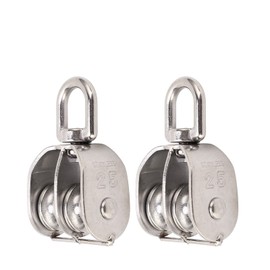 Pulley Rope Pulley Double Swivel Climbing Pulley Pulley Pulley Wheel M25 Stainless Steel Load Capacity 330.7 lbs (150 kg) for Indoor Outdoor Construction Cargo Transportation Pack of 2