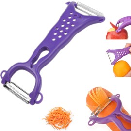 Multi Fruit Vegetable Peeler & Grater, Double Serrated Stainless Steel Blade（Peeler and Grater Function), Sharp Blade for Cucumbers,Carrot, Apples, Potato Eye Remover. Grinding of Garlic and Ginger
