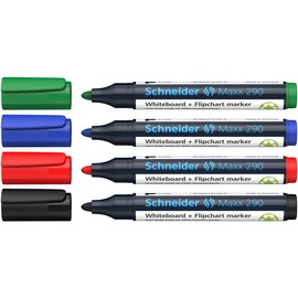 Schneider Maxx 290 Marker for Whiteboards and Flip Charts, Bullet Tip 2-3 mm Line Width, Drywipe without Leaving Residue, High Quality, Strong and Vibrant Colours
