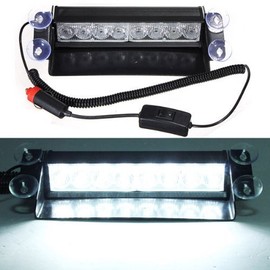 DIYAH 8 LED Warning Caution Car Van Truck Emergency Strobe Light Lamp For Interior Roof Dash Windshield (White)