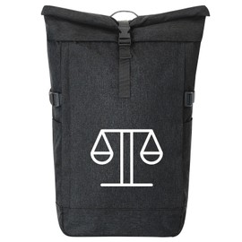 Huuraa Messenger Backpack Libra Zodiac Symbol Gift 30-44 Litres Black Melange Roll-Top Fairtrade Scales Gift Idea