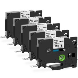 Label KINGDOM-Tz-231 Tze-231 Compatible for Brother P Touch Tz231 Tze231 Tape Label Black On White 0.47 Inch (12mm) x 26.2 Feet (8m)，5 Pack