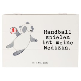Mr. & Mrs. Panda 22 x 15 cm Wooden Box Panda Handball Play - Gift, Sports, Thank You, Handball Tournament, Gift Box, Hobby, Chest,