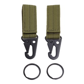 FLYAMAPIRIT Tactical Keyring Belt Clip Molle Strap Attachment Strap Hanging Carabiner Clip, Green