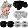 6 Pcs Spa Headband and Wristband Set, Multicolour Microfiber Fleece