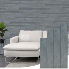 BARNWOODUSA Real Reclaimed Wood Planks - Easy Nail-Up Shiplap Panels for Rustic Wood Wall Paneling (Slate Blue, 3 Square Feet)