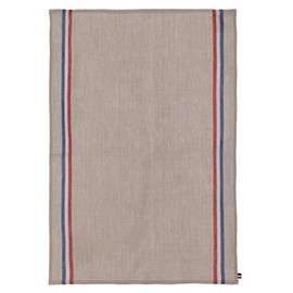 Coucke French 100% Linen Towel, Tricolore Naturel, 17 by 26 Inches, Beige, Red and Blue