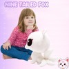 ELAINREN Lifelike Nine-Tailed White Fox Stuffed Animals Toy Realistic Fox