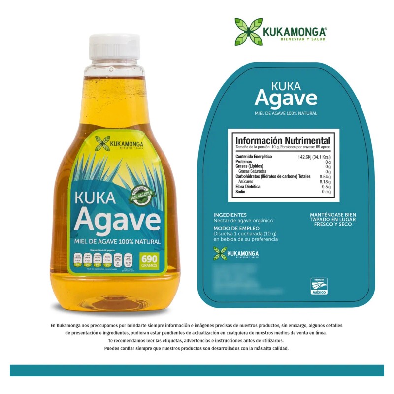 Endulzante Natural, Miel 100% De Agave - 690 Gramos