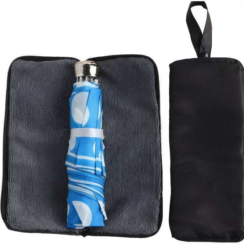 Black Microfiber Folding Umbrella Storage Bag with Carry Handle –